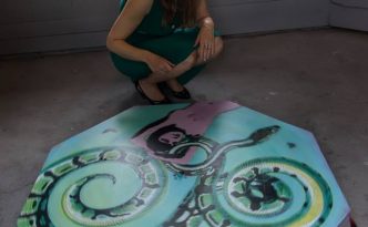 Acrylmischtechnik auf Holz, Drehbares Objekt, 110 x 110 x 20 cm, 2015